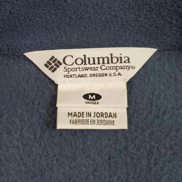 Columbia Fleece Sweater Unisex Medium Navy 1/2 Zip Mock Neck Pullover Outdoor - Picture 4 of 13